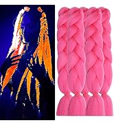 Ms Aloe Hot Pink Braiding Hair Jumbo Braids Hair Glowing Kanekalon Braiding Hair Glow in Dark Lum...