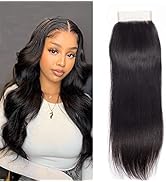 KAFEIER 4x4 Lace Closure Front For Women Straight Wave Closure Brazilian Human Hair With Baby Hai...