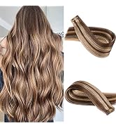 Balayage Tape ins , Tape in Hair Extensions Human Hair Brown Tape in Hair Extensions , 22Inch 20p...