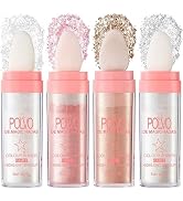 4 Pcs Fairy Highlight Makeup Stick, Polvo De Magic Hadas Patting Powder, Body Shimmer Face Blushe...