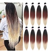 Blonde Ombre Braiding Hair Pre Stretched Kanekalon Prestretched Braiding Hair Ombre 1b to Brown B...