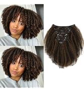 Caliee Kinky Curly Clip in Hair Extensions Real Human Hair for Black Women,Natural Hair Clip in E...