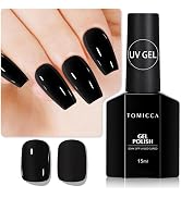 TOMICCA Black Gel Nail Polish, 15ml Black Nail Polish Fast Dry, Long Lasting Soak Off UV Black Ge...