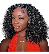MSGEM 13x4 Full Lace Frontal Wigs Human Hair 180% Density 14 inch 12A Kinky Curly Human Hair Wigs...