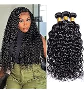 Borchan Water Wave Bundles 26 28 30 Inch Human Hair 3 Bundles for Black Women Brazilian Virgin Wa...