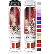 No Fade Fresh Bright Red Duo Shampoo and Conditioner Set - Red Color Depositing Hair Color with B...
