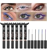 DNM Colored Mascara for Eyelashes,Mermaid Colorful Mascara Waterproof,6Pcs/Set,Black,White,Blue,P...