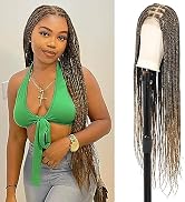 Brinbea 36 inch Full HD Lace Braided Wigs Knotless Box Braided Wigs with Baby Hair Transparent La...