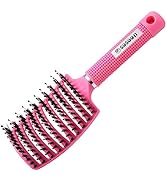 Hair Brush, Boar Bristle Detangling Brush for Fast Blow Drying, Curved Vented Styling Hairbrushes...