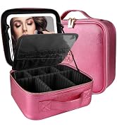 MOMIRA Travel Makeup Bag Cosmetic Bag Makeup Organizer Bag with Large Lighted Mirror 3 Color Scen...
