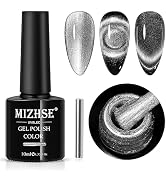 MIZHSE 9D Cat Eye Gel Nail Polish, Silver Magnetic Gel Polish with Magnet Stick, Magic Shimmer Ga...