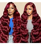 ediere 99j Burgundy Lace Front Wigs Human Hair 13x6 HD Transparent Burgundy Wig Human Hair 200 De...