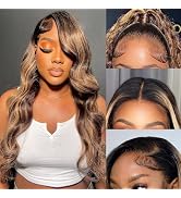 Aaliweya 360 Highlight Ombre Lace Frontal Wig Body Wave HD Transparent Full Glueless Lace Front W...