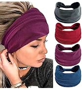 SAWINDA Headbands for Women Thick Stretchy Knotted Moisture Wicking Workout Sweatbands Nonslip Ha...