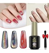 Rainbow Cat Eye Gel Nail Polish,Universal 9D Holographic Gel Nail Polish,Reflective Rainbow Cat E...