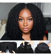 Domiso Kinky Curly New Super V Part Human Hair Wig Upgraded V Part Wigs Pre-Minimum Leave Out,Ant...