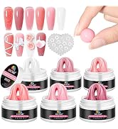 EABNKU Solid Builder Nail Gel Kit- 6 Colors Pink Hard Gel for Nails Solid Gel Builder Sculpture G...