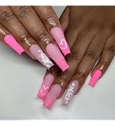 Ballerina Press On Nails French Tip Fake Nails, Full Cover Gel Reusable Acrylic Nails, Reusable N...