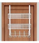 Over The Door Organizer Hanger, Door Hanger Towel Rack 15 Hooks with 2 Mesh Basket, Over Door Bat...