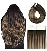 #1BT6P1B 16In 50g 20Pcs Ombre Natural Black to Medium Brown Tape In Human Hair Extension 100% Nat...