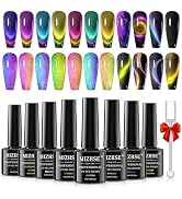 MIZHSE 8 Colors 9D Cat Eye Gel Nail Polish, Upgraded Magnetic Gel Polish Kit with Magnet Stick, G...