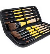 ARTIFY 10 Pcs Paint Brush Set Includes a Carrying Case, Premium Hair Brushes for Oil, Watercolor ...