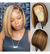Dorosy Hair Transparent Lace Blonde Highlight Bob Wigs Human Hair Brazilian Hair Ombre 13x4 Lace ...