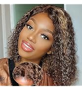Highlight Honey Blonde Glueless Wear and Go Wigs for Women Highlight Ombre 4/27 Deep Wave Bob Wig...