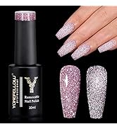 YOKE FELLOW Reflective Glitter Gel Nail Polish, 10ML Flash Diamond Disco DJ Shimmer Sparkly Shiny...