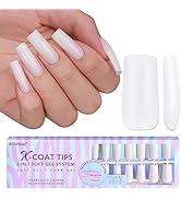 Square Gel Nail Tips Long - BTArtboxnails Soft Gel Nail Tips Long, Milky White Press On Nails, 2 ...