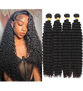 ELEE'S HAIR Brazilian Virgin Hair Deep Wave 4 Bundles 12A Brazilian Remy Virgin Deep Curly Human ...
