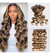 Human Hair Bundles 4 Bundles 18 20 22 24 Inch Hair Extensions Honey Blonde Highlight Body Wave Hu...