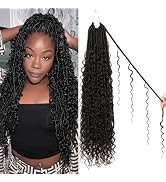8 Packs Goddess Faux Locs Crochet Hair-24 Inch Boho Soft Locs Crochet Hair for Black Women (#1B, ...