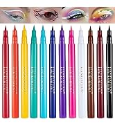 12 Colorful Eyeliner Pen Set, Eyeshadow Pencil, Matte Eyeliner Kit Metallic Eyeliner Pencil Color...