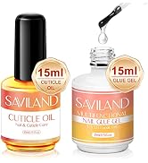 Saviland Nail Glue Gel with Cuticle Oil Set – 15ml Nails Tips Glue Gel for Acrylic Nails Extensio...