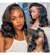 Gureimi 14 Inch Bob Wig Human Hair Short 13x6 Lace Front Wigs Human Hair 200 Density HD Lace Fron...