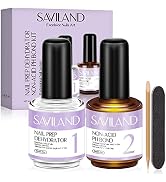 Saviland Nail Dehydrator and Non-acid PH Bond Set - Nail Prep Dehydrate and Acid-free PH Bond, Fa...