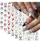 6 Sheets Gothic Nail Art Stickers Decal 3D Goth Horror Nail Art Supplies Wind Skull Cross Stars G...