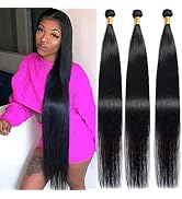 10A Brazilian Virgin Straight Hair 3 Bundles 36 38 40 Inches 100% Unprocessed Msgem Long inch Sil...
