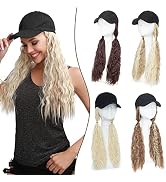S-noilite Baseball Cap with Hair Baseball Hats with Hair Attached Corn Wave Baseball Cap Wig Adju...