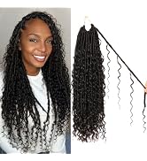 8 Packs Goddess Faux Locs Crochet Hair-18 Inch Boho Soft Locs Crochet Hair for Black Women (#1B, ...