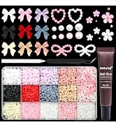 RODAKY Bow Nail Charms Colorful 3D Bow Nail Art Charms Multi Shape Flatback Charms for Acrylic Na...