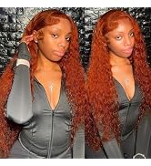VELOMA 13x6 Ginger Lace Front Wigs Human Hair Deep Wave Lace Front Wig Human Hair Ginger Frontal ...