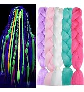 Ms Aloe Glowing Braiding Hair Colorful Braiding Hair Luminous Kanekalon Box Braids Multi Color Ra...