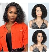 HUA Wear and Go Glueless Wigs Human Hair Pre Plucked Pre Cut Short Curly Bob Wig Human Hair Wigs ...