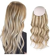 Sassina Real Human Hair Invisible FIsh Line Hair Extensions, Ash Brown with Platinum Blonde Highl...