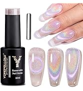 YOKE FELLOW Rainbow Cat Eyes Gel Polish, Soak Off UV 10ML Gel Polish Holographic Universal Rainbo...