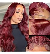 Aaliweya 99J Burgundy Lace Front Wig Human Hair 13X4 Body Wave Hd Lace Front Glueless Wig Human H...