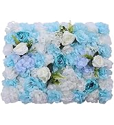 BINELUCOLU Artificial Flower Wall Panels, 6 Pcs Rose Peony Flower Leaves Wall Backdrop Fake Flowe...
