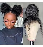CIETSHF Deep Wave Lace Front Wigs Human Hair Hidden Strap 200 Density 360 Lace Front Wigs Human H...